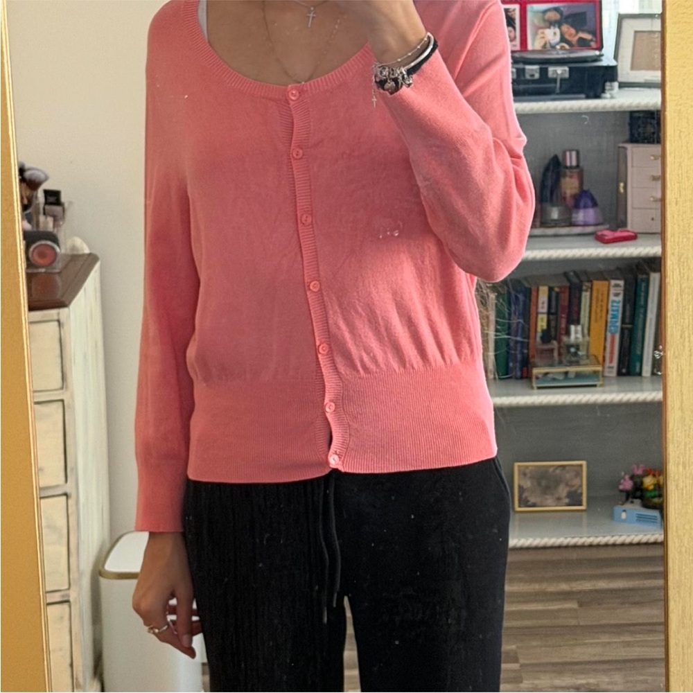 Cato Coral Button-Up Cardigan